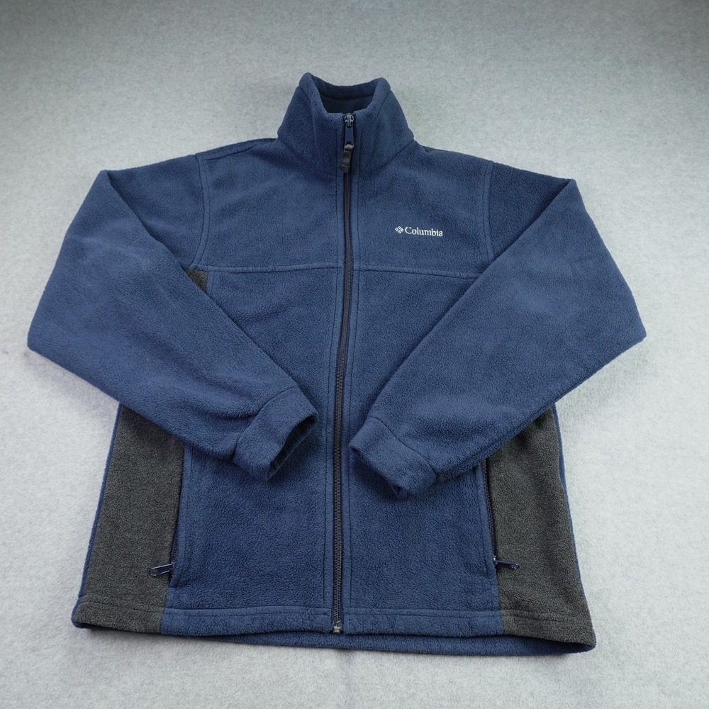Columbia Jacket Youth 14/16 Blue Gray Fleece Full Zip Outerwear Hiking